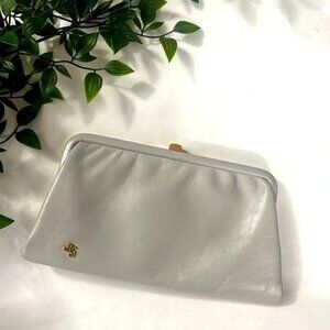 JANE Shilton leather clutch light grey